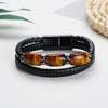 TCC™ Natural Tiger Eye Tumble Leather Money Manifest & Willpower Bracelet